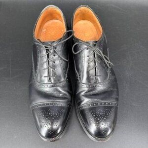 Alden Wright Shop 909 Black Leather Medallion Cap Toe Oxfords Sz 10.5 AA/B VTG
